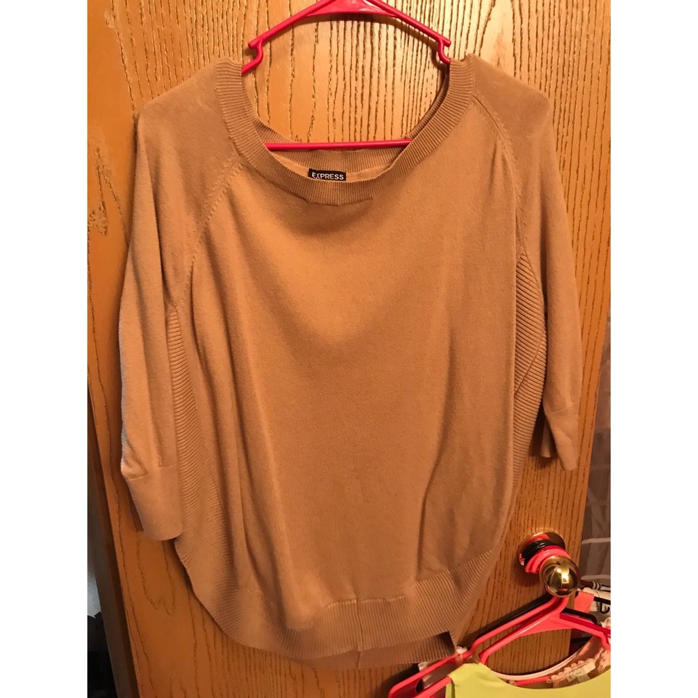 Express Tan Swoop Sweater